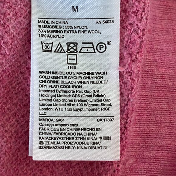 GAP Wool Waffle Knit Sweater Sz M Pink Barbie Preppy - Picture 11 of 11